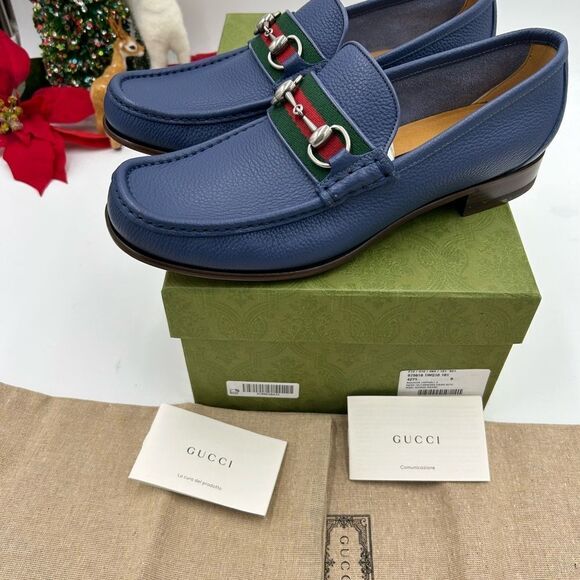 Men’s Gucci, leather web horse bit loafer size 8 fits 9  US maiden Italy - Picture 4 of 9